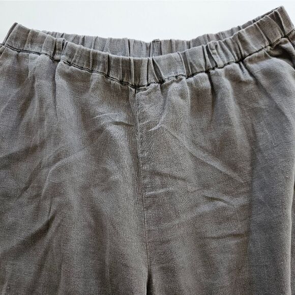 Poetry Garment Dyed Linen Pull On Relaxed Fit Cropped Pants Trousers in Grey 14 - Picture 5 of 8